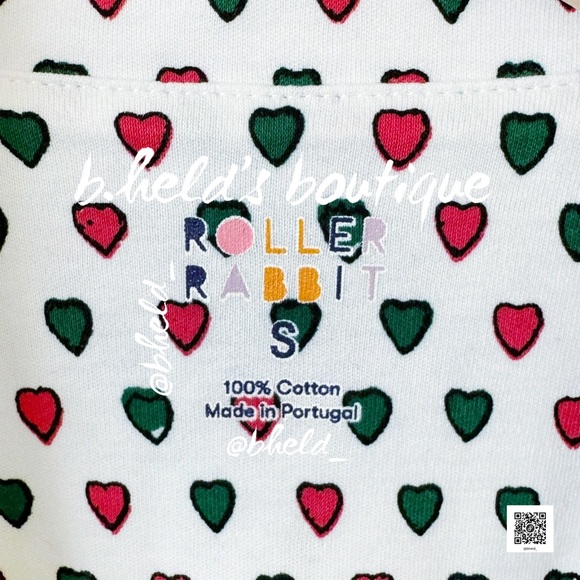 Roller Rabbit Holiday Hearts Polo Pajamas Red/Green Small Dreamland Day 12 NWT - Picture 8 of 13
